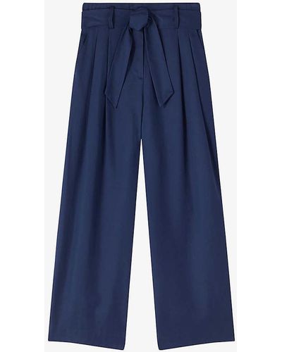 LK Bennett Almeida High-rise Cropped Woven Trousers - Blue