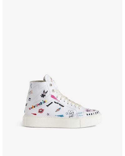 Zadig & Voltaire High Flash Graphic-print Canvas High-top Sneakers - White