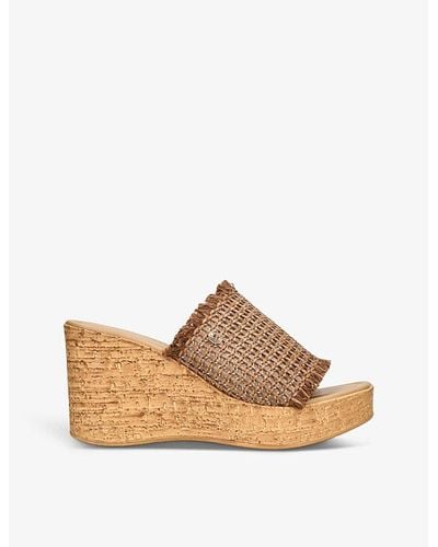 Carvela Kurt Geiger Ivy Branded Woven Wedge Sandals - Brown