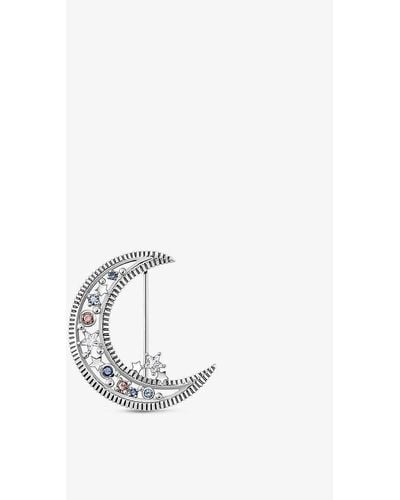 Thomas Sabo Crescent Moon Sterling-silver And Zirconia Brooch - White