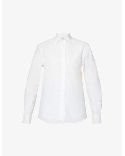 With Nothing Underneath The Boyfriend Long-sleeved Organic-cotton Shirt - White
