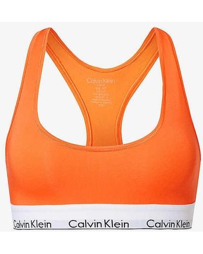 Calvin Klein Modern Logo-embroidered Cotton-blend Bra - Orange