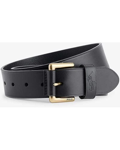Polo Ralph Lauren Logo-embossed Leather Belt - Black