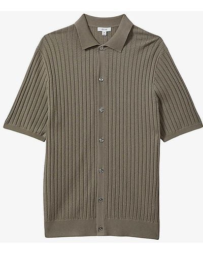 Reiss Murray Regular-fit Ribbed Knitted Shirt - Grey