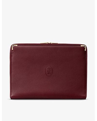 Cartier Must De Leather Portfolio Bag - Red