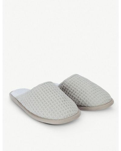 The White Company Waffle Towelling Cotton And Modal-blend Slipper - Grey
