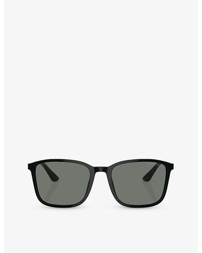Giorgio Armani Ar8197 Rectangle-frame Acetate Sunglasses - Gray