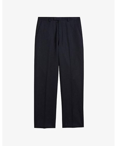 Ted Baker Leyden Fit Straight-leg Wool Trousers - Blue