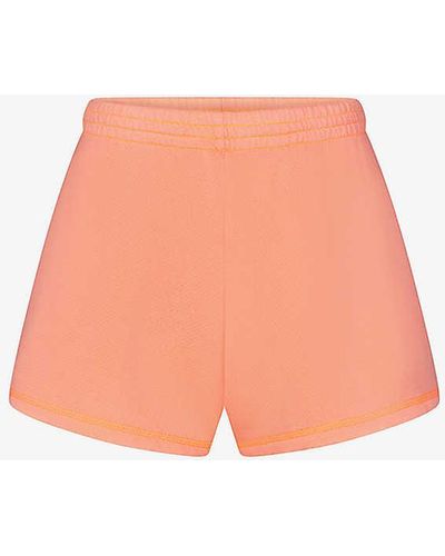 Skims Light French Terry Relaxed-fit Cotton-blend Shorts - Pink
