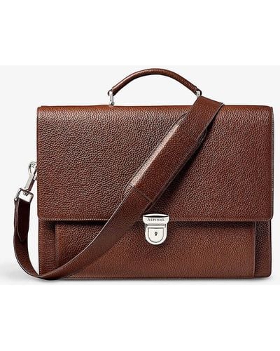 Aspinal of London City Grained-leather Messenger Bag - Brown
