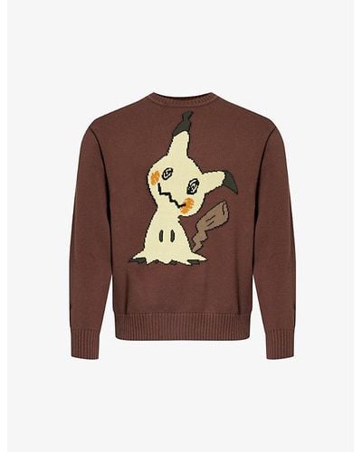 Market X Pokémon Mimikyu Graphic-knit Cotton Sweater - Brown