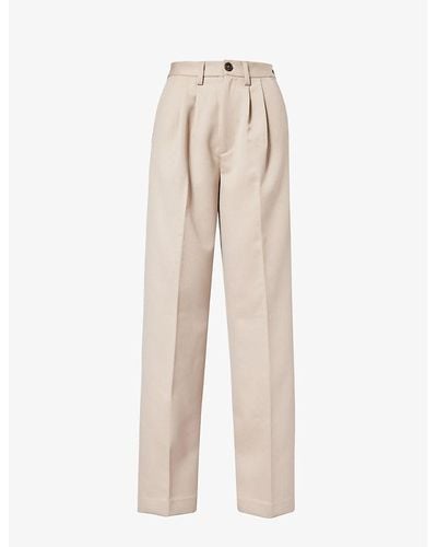Anine Bing Carrie Straight-leg Mid-rise Wool Pants - Natural