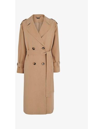 Whistles Riley Double-breasted Woven Trench Coat - Natural