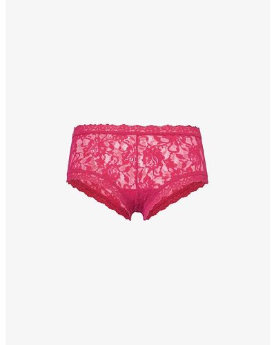 Hanky Panky Signature Mid-rise Lace Boyshort Briefs - Pink