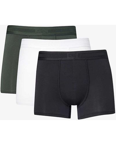 CHE Pack Of Three Branded-waistband Stretch-woven Trunks - Black