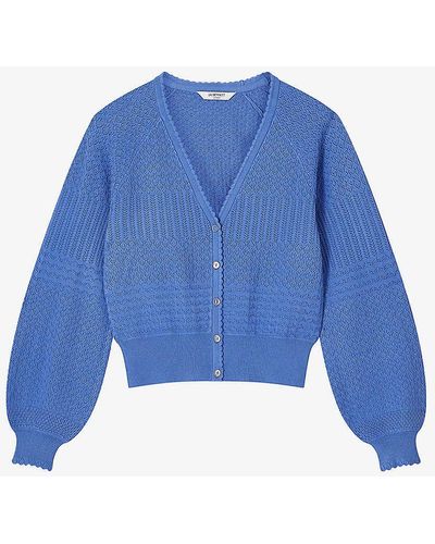 LK Bennett Penelope Textured-knit Knitted Cardigan - Blue