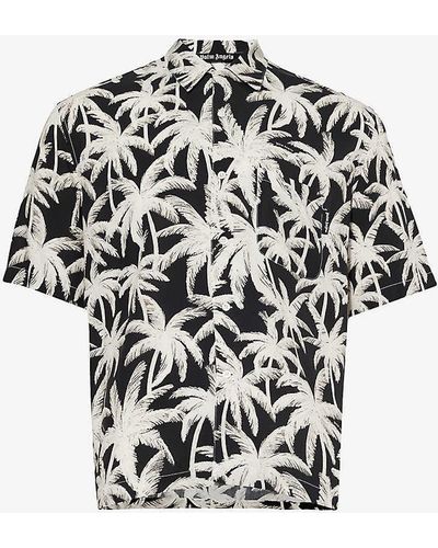 Palm Angels Palms Allover Brand-print Relaxed-fit Woven Shirt - White
