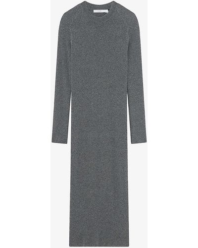 IRO Liette Ribbed-knit Cashmere Maxi Dress - Grey