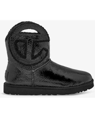 UGG X TELFAR Logo-embroidered Leather Ankle Boots - Black