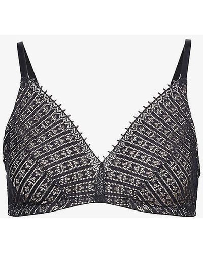 Hanro Hedy Triangle-cup Stretch-lace Bra - Black