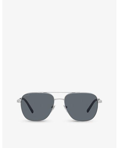 BVLGARI Bv5059 Pilot-frame Metal Sunglasses - Gray