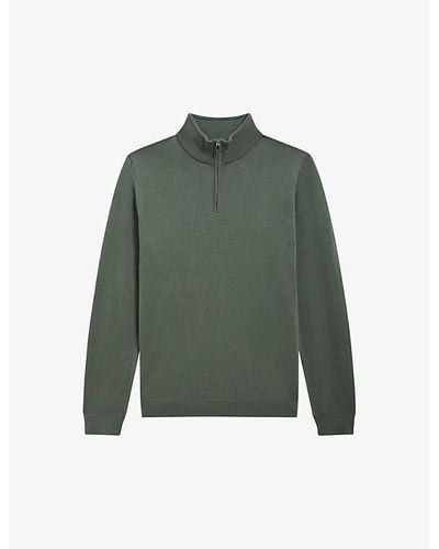 Reiss Blackhall Half-zip Regular-fit Wool Sweater X - Green