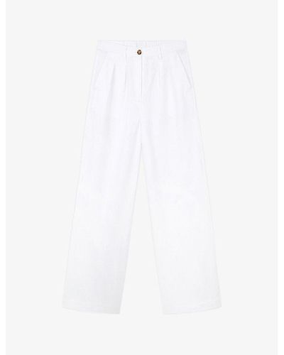 The White Company The Company Two Pleat Wide-leg Linen Pants - White