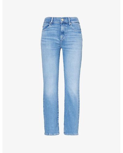 7 For All Mankind Relaxed Skinny Tapered-leg Mid-rise Stretch-denim - Blue