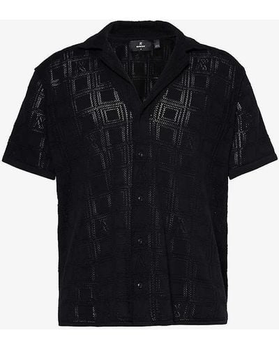 Represent Semi-sheer Camp-collar Organic-cotton Knit Shirt Xx - Black