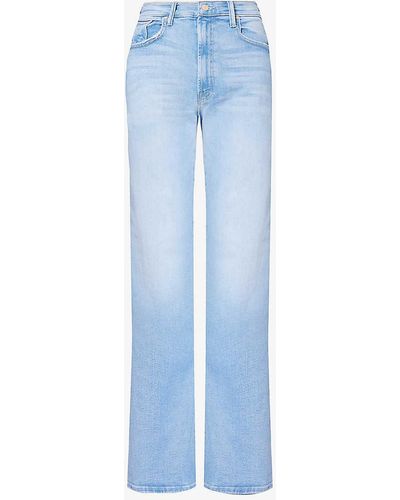 Mother The Maven Faded-wash Wide-leg Mid-rise Stretch-denim Jeans - Blue