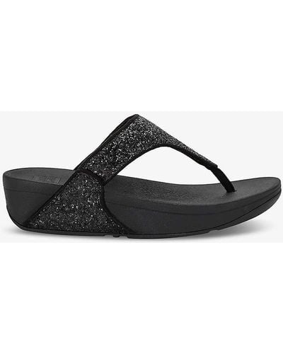 Fitflop Lulu Glitter Rhinestone-embellished Woven Sandals - Black