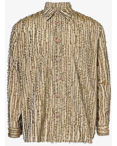 LABRUM LONDON Frayed Long-sleeved Woven Shirt - Natural