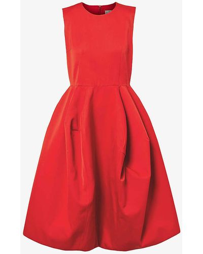 Comme des Garçons Fla-hem Raw-edge Wool Midi Dress - Red