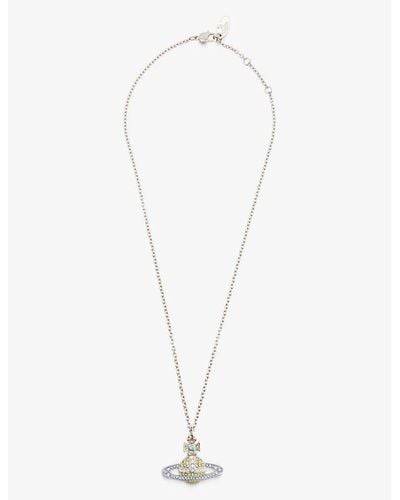 Vivienne Westwood Kika Silver-toned Brass And Crystal Pendant Necklace - White