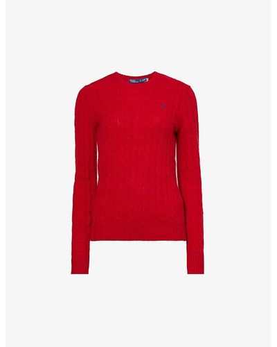 Polo Ralph Lauren Julianna Logo-embroidered Cable-knit Wool And Cashmere-blend Sweater