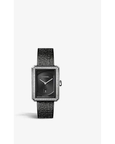 Chanel H5318 Boy·friend Tweed Steel And 0.71ct Brilliant-cut Diamond Quartz Watch - White