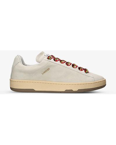 Lanvin Curb Lite Foiled-branding Leather Low-top Trainers - Natural