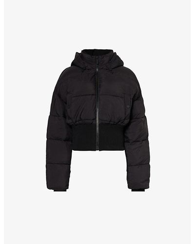GOOD AMERICAN Cropped Padded Shell Jacket - Black