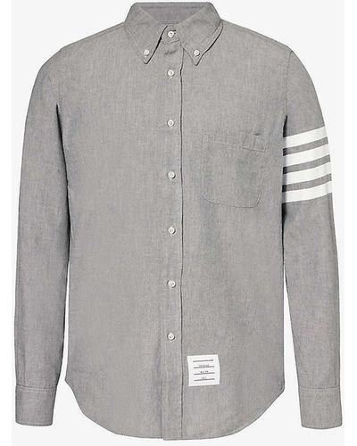Thom Browne Four-bar Regular-fit Cotton-poplin Shirt X - Grey