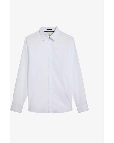 Ted Baker Witone Herringbone Slim-fit Stretch-cotton Shirt - White