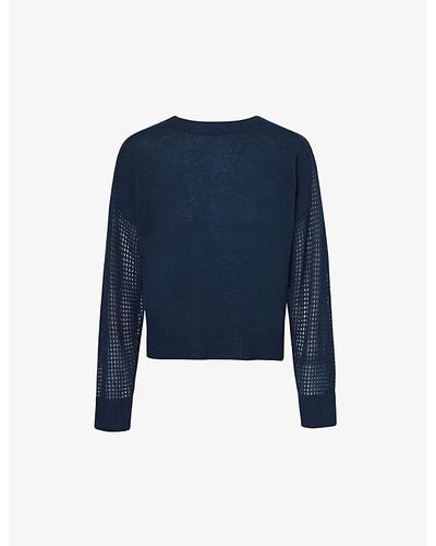 360cashmere Riley Open-stitch Cashmere Knitted Sweater - Blue