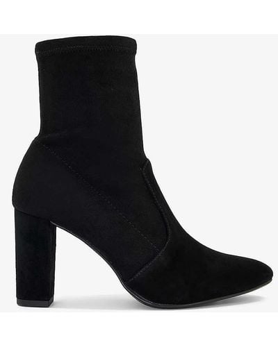 Dune Optical Wide-fit Suede Heeled Ankle Boots - Black
