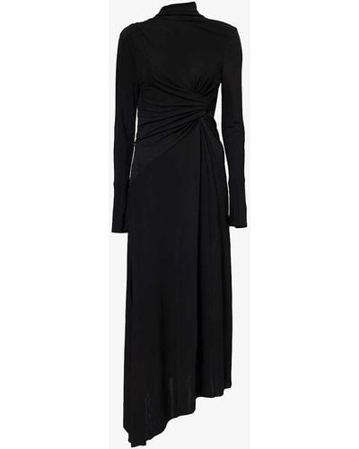 Victoria Beckham Draped Slim-fit Woven Midi Dress - Black