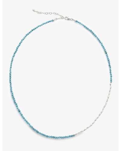 Monica Vinader Mini nugget Recycled Sterling-silver And Turquoise Beaded Necklace - Blue