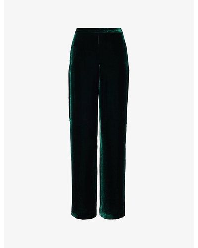 Polo Ralph Lauren High-rise Straight-leg Silk-blend Velvet Pants - Black