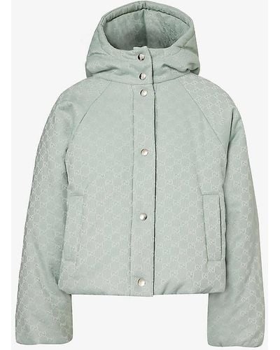 Gucci Monogram-pattern Hooded Cotton-blend Jacket - Blue