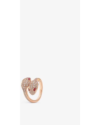 BVLGARI Serpenti Seduttori 18ct Rose-gold, 0.56ct Brilliant-cut Diamond And Rubellite Ring - White