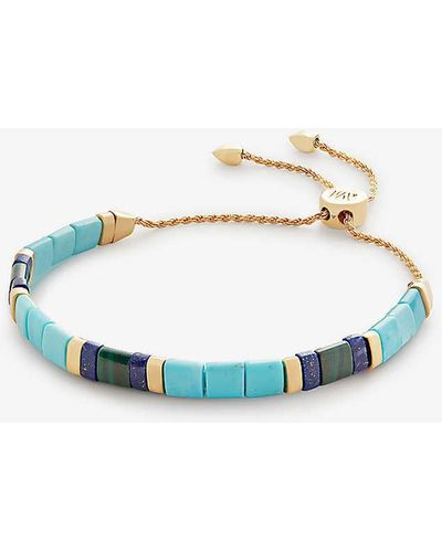 Monica Vinader Delphi 18ct -plated Vermeil Recycled Sterling-silver And Turquoise Friendship Bracelet - Blue