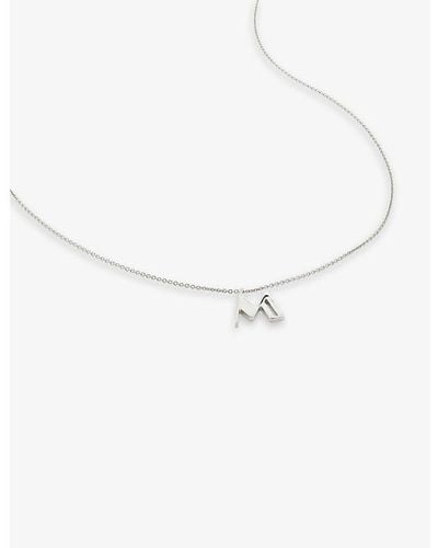 Monica Vinader M Letter-charm Recycled Sterling-silver Pendant Necklace - White