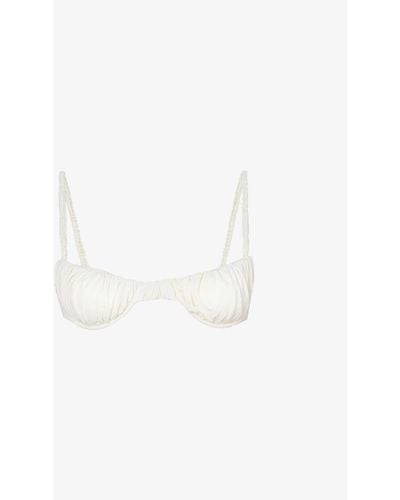 House Of Cb Cassis Ruched Underwired Bikini Top - White
